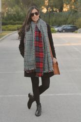 Total Black and Tartan Scarf 