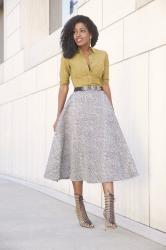 Fitted Utility Shirt + Swing Midi Skirt