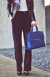 SIY: dark blue wide leg pants