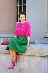 Spring Bird | Fluffy Sweater & Ladylike Midi