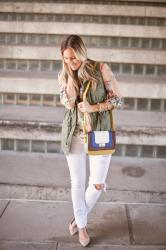 spring florals + distressed denim