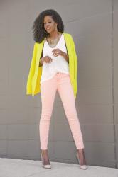 Neon Cardi + Tank Top + Neon Stiletto Jeans