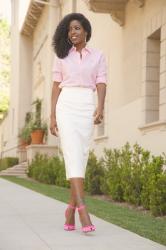 Boyfriend Oxford Shirt + Pencil Midi Skirt