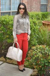 Work Style: Animal print and red pants