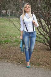 OUTFIT: SKINNY RIPPED JEANS AND WHITE SHIRT