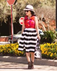 Striped Skirt + Panama Hat