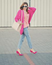 FASHION - Różowy LONG sweter 