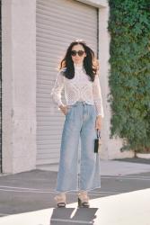 Lace Top & Wide Leg Jeans