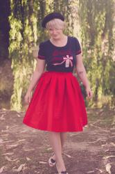 Red Midi Skirt Happy Dance