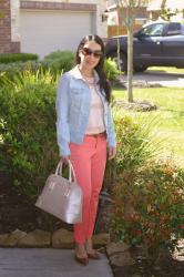 Coral and chambray