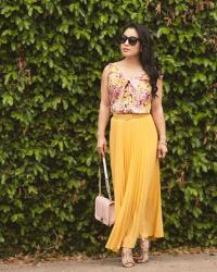 Pleated Mustard Maxi