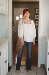 Cute Outift of the Day: Embroidered Boho Blouse and Flares