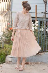 Blush Pleated Skirt
