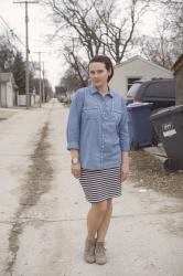 Chambray, stripes and some nudie booties