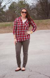 Outfit Post: Olive and Plaid