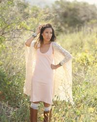 Talia Ruffled Tank Dress & Knit Kimono for Coachella