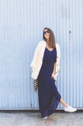 day look: blue long dress