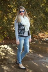 Striped Vest and Polka Dot Scarf