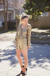 Outfit Post: Gold Sequin Romper