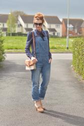 Classic Denim Dungarees and Patterned Bow Blouse  | La Redoute Brand Ambassador Post