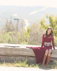 Burgundy Gown in the Desert