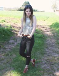 Outfit // Duo mock croc leather sandals
