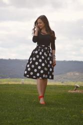 Polka dot midi skirt