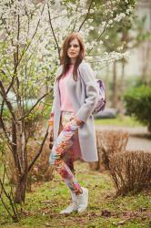 PURPLE COAT AND COLORFUL TROUSERS