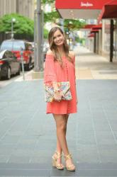 Coral Dress with Tassels 