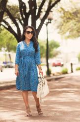 Blue Leaf Print Dress + GIVEAWAY!