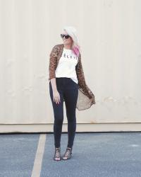 CELFIE TEE AND LEOPARD KIMONO FEATURING WALK TRENDY