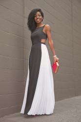 Cutout Pleated Maxi Dress