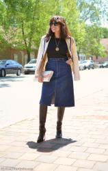 Denim Skirt With Knee High Boots 