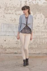 Floral Blouse and Grey Jacket