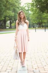 Blush Midi Skirt + White Camisole