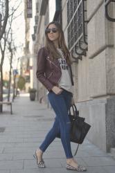 Burgundy leather  jacket