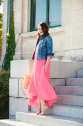 Pleated Pink Maxi