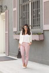 What to Wear to Work | Pink + White