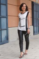 ELEGANT EDGY PARTY LOOK IN LEATHER LEGGINGS