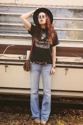 wearing: Harley tee and bell bottoms