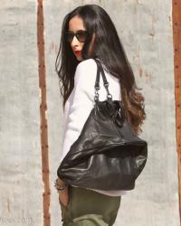Sporty Style: Leather Backpack and Cargo Joggers 