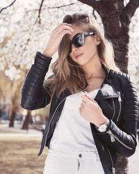 BIKER JACKET/CHERRY TREES