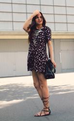 Floral dress & Roman sandals