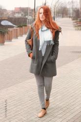 30/11/14 - Grey coat / baby blue and ginger accessories / Szary płaszcz zimowy damski / Jakie dodatki do szarego płaszcza?