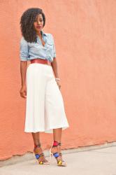 Chambray Shirt + Pleated Culottes