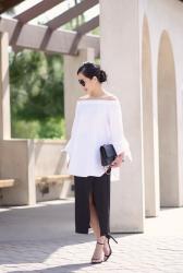 Off-the-Shoulder Top & Crossover Pencil Skirt