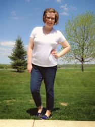 Two Ways | Polka Dot Jeans + Navy Crocheted TOMS