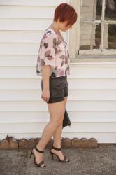 Cute Outfit of the Day: Floral Crop and Leather Shorts
