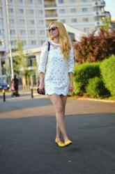 A white dress and Lavine ballet flats