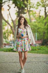 SWEET BLUE DRESS WITH FLOWERS